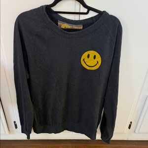 Aviator Nation Black Sweatshirt with Yellow Smiley